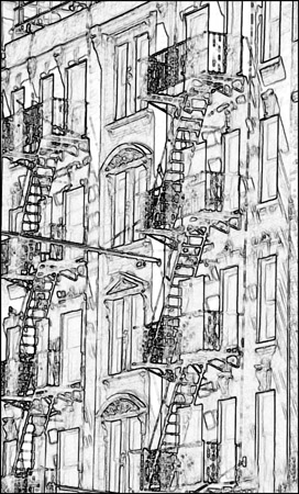 Fire escapes, New York, USA